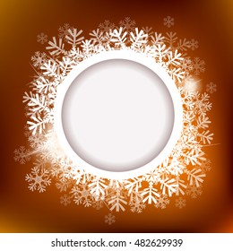 round frame with snowflakes. Vector