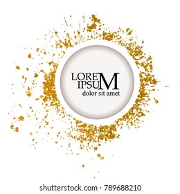 Round frame with sparkling golden sparkles. Vector