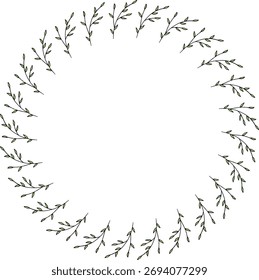 Marco redondo con ramas verdes de primavera sobre fondo blanco. Imagen de Vector.