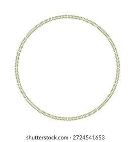 A round frame of spring leaves composed of greenery. Clean vector illustration isolated on a white background.