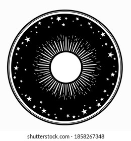 round  frame with star and sun 