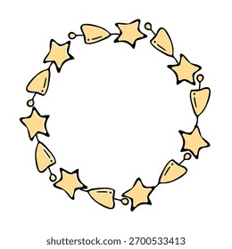 Marco redondo con estrellas y campanas