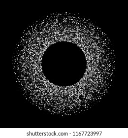 Round frame of stars. Vector Illustration of Falling stars on dark background. Stars Confetti. For Christmas, New Year celebration, holiday greeting card, invitation. .