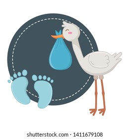 round frame with stork vector illustration
