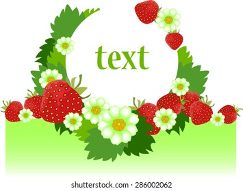 round frame with strawberries