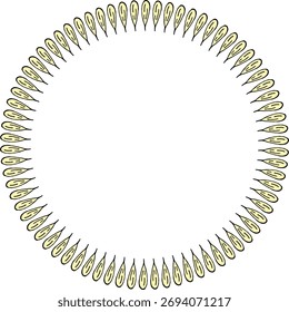 Runder Rahmen in stylischen hellgelben Blütenblättern auf weißem Hintergrund. Vektorbild.