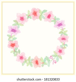 round frame with summer flowers 