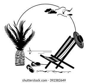 Round frame with sun deckchair