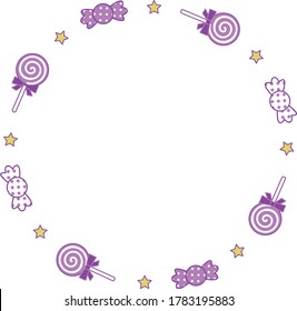 Round frame with sweets candy