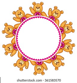 Round frame with Teddy Bears