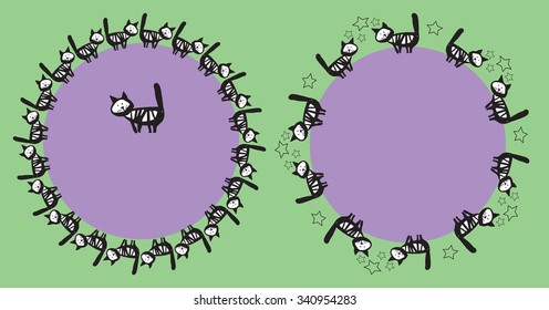 Round frame for the text with a cat