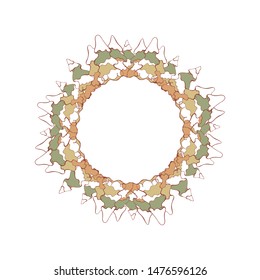 Round frame for text from Christmas trees. Vector picture greeting card.