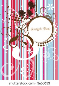 round frame for text or photo with palm tree, dots and ornaments colorful background