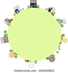 Round frame of town with copy space