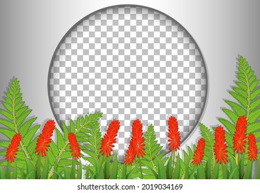 Round frame transparent with flower and leaves template illustration