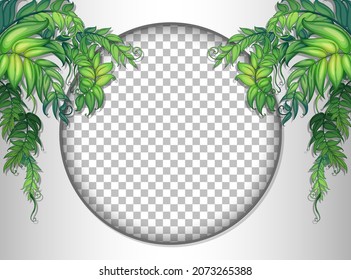 Round frame transparent with tropical leaves template illustration