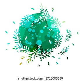 Round frame of twigs. Vector illustration