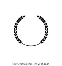 Round frame of two bent spikelets. Wheat wreath in a circle shape. 