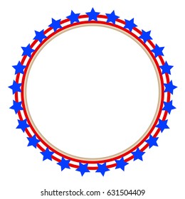 Round frame United States flag 