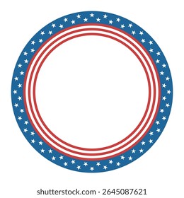 Round frame in USA flag colors. 