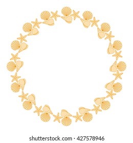 Round frame from various shells vector illustration.