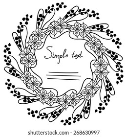 Round frame in vector. Card with a place for your text. Invitation card, save the date. Vector background.