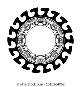 Round frame Vector, Circle Frame Maori, Isolated Circle Frame Polynesian Design 
