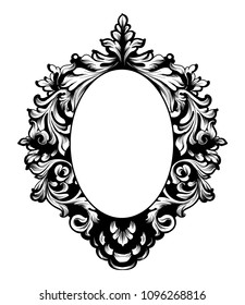 Round Frame Vector. Classic rich ornamented carved decors. Baroque sophisticated designs