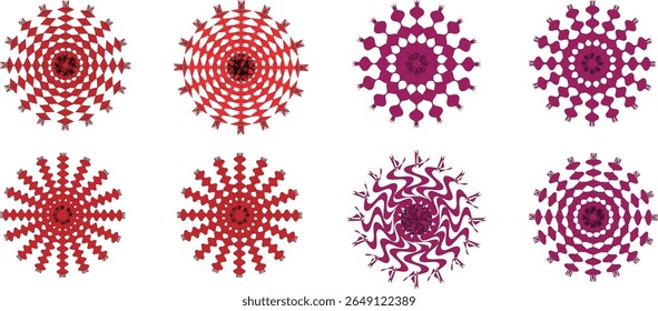 Round Frame Vector Icon silhouette set. Glyph Style for Gardening Illustrations white background Set Of Close-up Stylized Sun Symbols.	