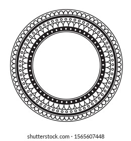 Round frame vector ornament. Vintage style decoration border. Retro design classic decor.