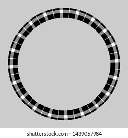Round frame vector vintage pattern design template. Circle border designs plaid fabric texture. Scottish tartan background for collage art, gif card, handmade crafts.