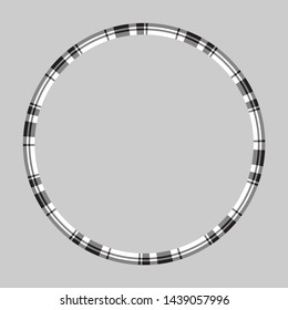 Round frame vector vintage pattern design template. Circle border designs plaid fabric texture. Scottish tartan background for collage art, gif card, handmade crafts.