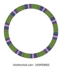 Round frame vector vintage pattern design template. Circle border designs plaid fabric texture. Scottish tartan background for collage art, gif card, handmade crafts.