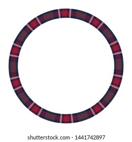 Round frame vector vintage pattern design template. Circle border designs plaid fabric texture. Scottish tartan background for collage art, gif card, handmade crafts.