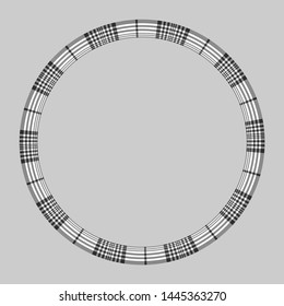 Round frame vector vintage pattern design template. Circle border designs plaid fabric texture. Scottish tartan background for collage art, gif card, handmade crafts.