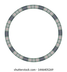 Round frame vector vintage pattern design template. Circle border designs plaid fabric texture. Scottish tartan background for collage art, gif card, handmade crafts.