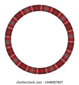 Round frame vector vintage pattern design template. Circle border designs plaid fabric texture. Scottish tartan background for collage art, gif card, handmade crafts.