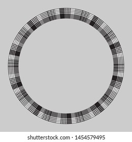 Round frame vector vintage pattern design template. Circle border designs plaid fabric texture. Scottish tartan background for collage art, gif card, handmade crafts.