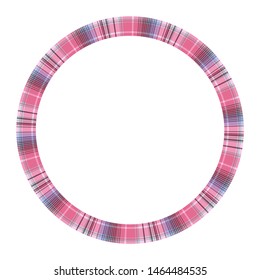 Round frame vector vintage pattern design template. Circle border designs plaid fabric texture. Scottish tartan background for collage art, gif card, handmade crafts.