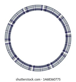 Round frame vector vintage pattern design template. Circle border designs plaid fabric texture. Scottish tartan background for collage art, gif card, handmade crafts.