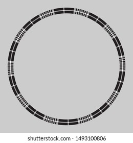 Round frame vector vintage pattern design template. Circle border designs plaid fabric texture. Scottish tartan background for collage art, gif card, handmade crafts.