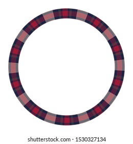 Round frame vector vintage pattern design template. Circle border designs plaid fabric texture. Scottish tartan background for collage art, gif card, handmade crafts.