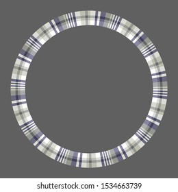 Round frame vector vintage pattern design template. Circle border designs plaid fabric texture. 