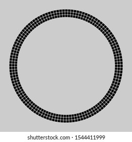 Round frame vector vintage pattern design template. Circle border designs plaid fabric texture. Scottish tartan background for collage art, gif card, handmade crafts.