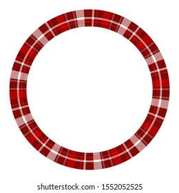 Round frame vector vintage pattern design template. Circle border designs plaid fabric texture. Scottish tartan background for collage art, gif card, handmade crafts.
