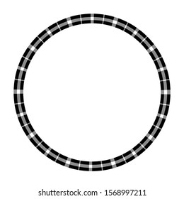 Round frame vector vintage pattern design template. Circle border designs plaid fabric texture. Scottish tartan background for collage art, gif card, handmade crafts.
