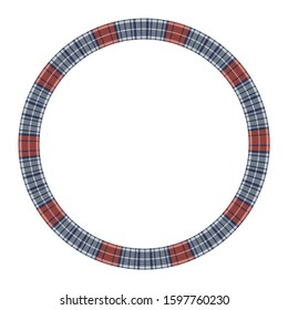 Round frame vector vintage pattern design template. Circle border designs plaid fabric texture. Scottish tartan background for collage art, gif card, handmade crafts.