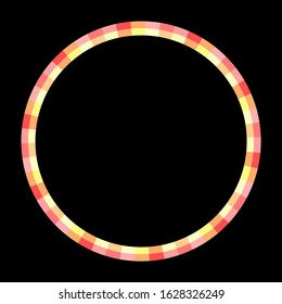 Round frame vector vintage pattern design template. Circle border designs plaid fabric texture. Scottish tartan background for collage art, gif card, handmade crafts.