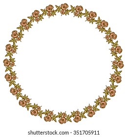 Round frame with vintage roses