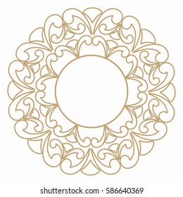 Round frame in vintage style of curls. Baroque border of rounded smooth elements.